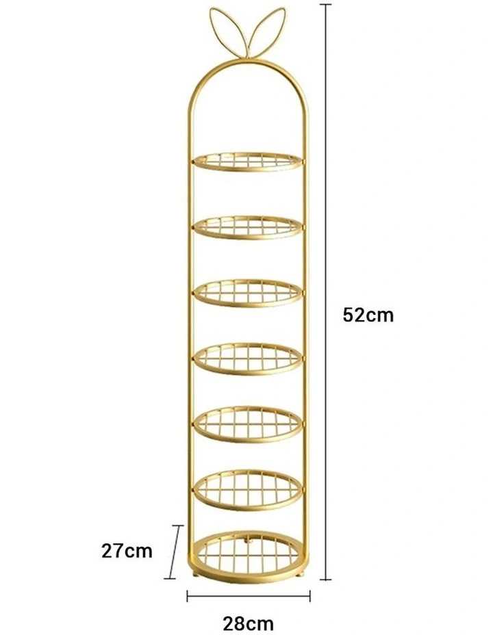 SOGA 2X 7 Tier Bunny Ear Gold Metal Shoe Rack image 6