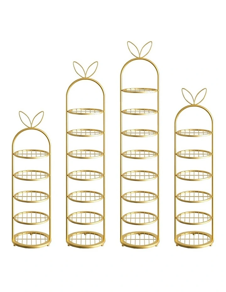 SOGA 2X 7 Tier Bunny Ear Gold Metal Shoe Rack image 7