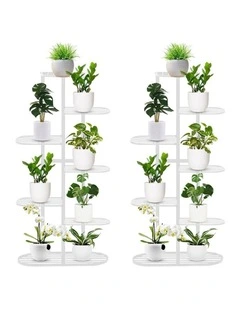 SOGA 2X 7 Tier 8 Pot White Plant Rack