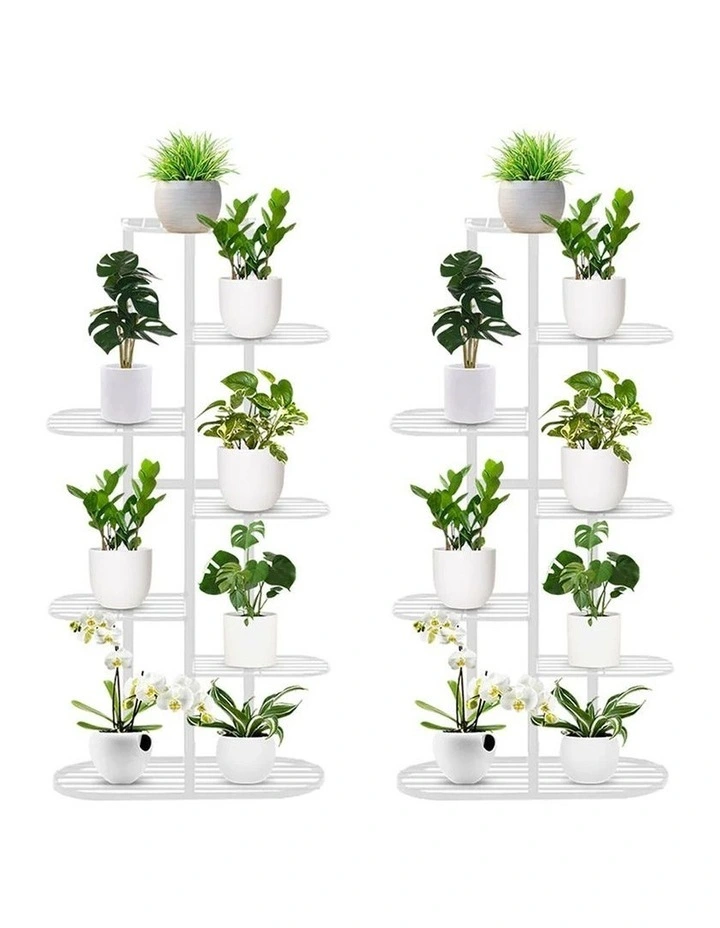 SOGA 2X 7 Tier 8 Pot White Plant Rack image 1