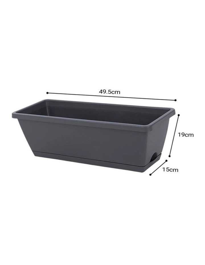 SOGA 49.5cm Black Rectangular Planter Box with Holder for Herbs & Flowers Set of 4 image 4
