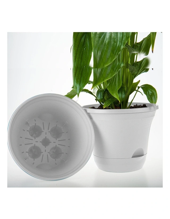 SOGA 19.5cm White Plastic Plant Pot Self Watering Planter image 3