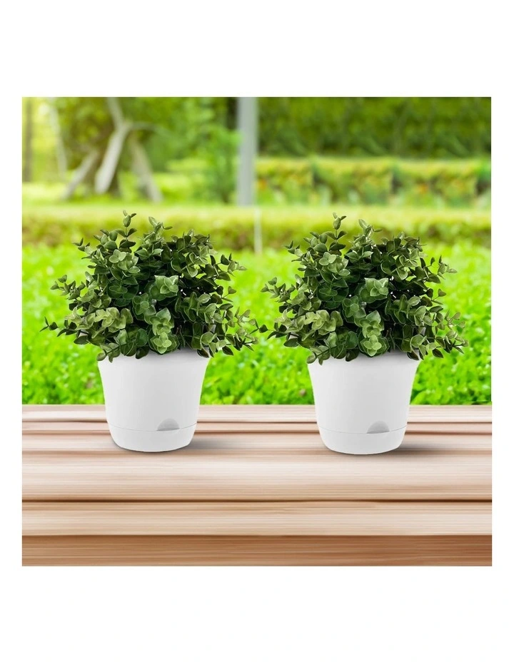 SOGA 19.5cm White Plastic Plant Pot Self Watering Planter image 6
