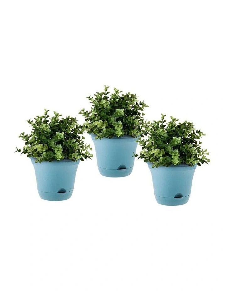 SOGA 19.5cm Blue Self-Watering Plastic Plant Pot Flower Planter Set of 3 image 1