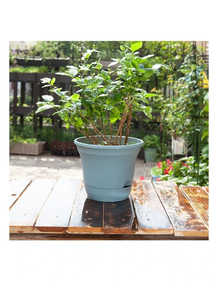 SOGA 19.5cm Blue Self-Watering Plastic Plant Pot Flower Planter Set of 3 image 2