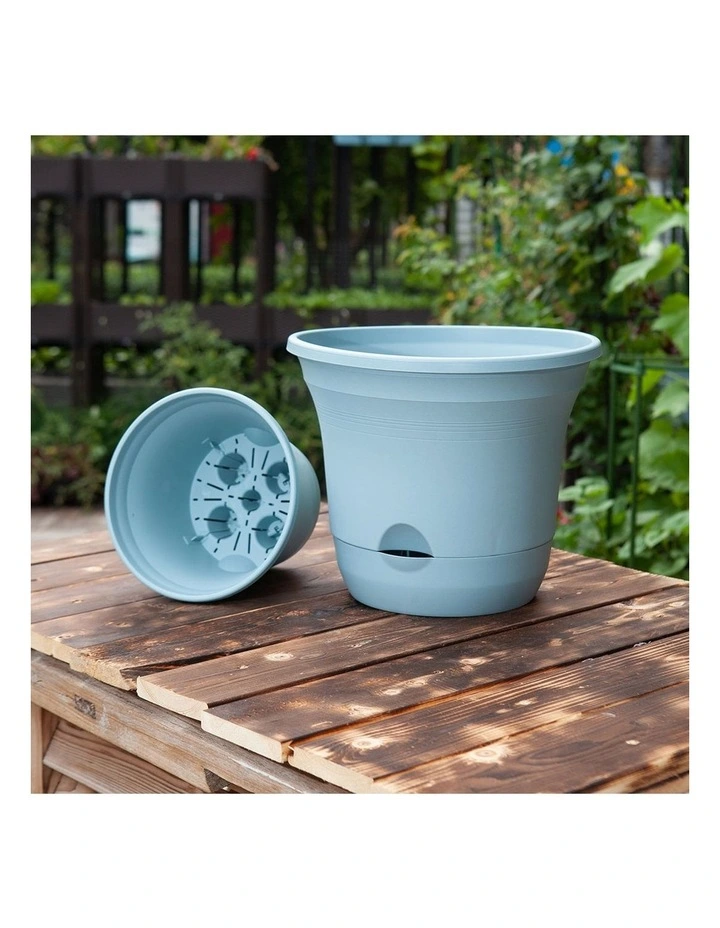 SOGA 19.5cm Blue Self-Watering Plastic Plant Pot Flower Planter Set of 3 image 3