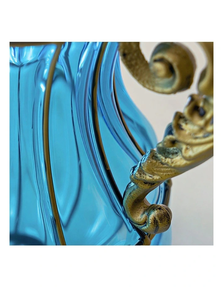 SOGA Blue Colored Glass Flower Vase with 10 Bunch 6 Heads image 6
