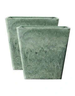 SOGA 2X 27cm Green Grey Resin Planter Pot