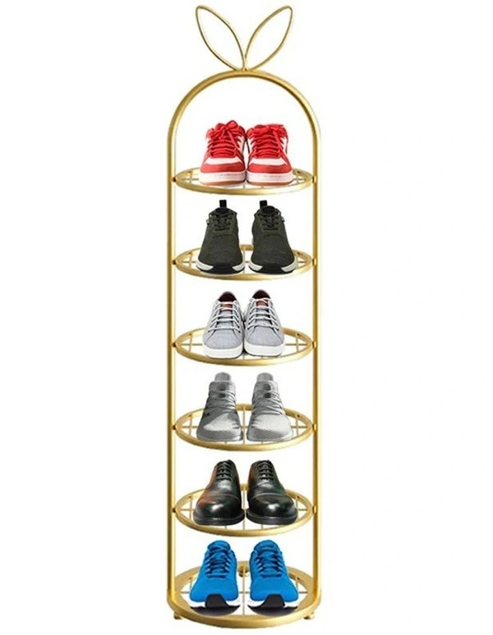 SOGA 6 Tier Bunny Ear Gold Metal Shoe Rack image 1