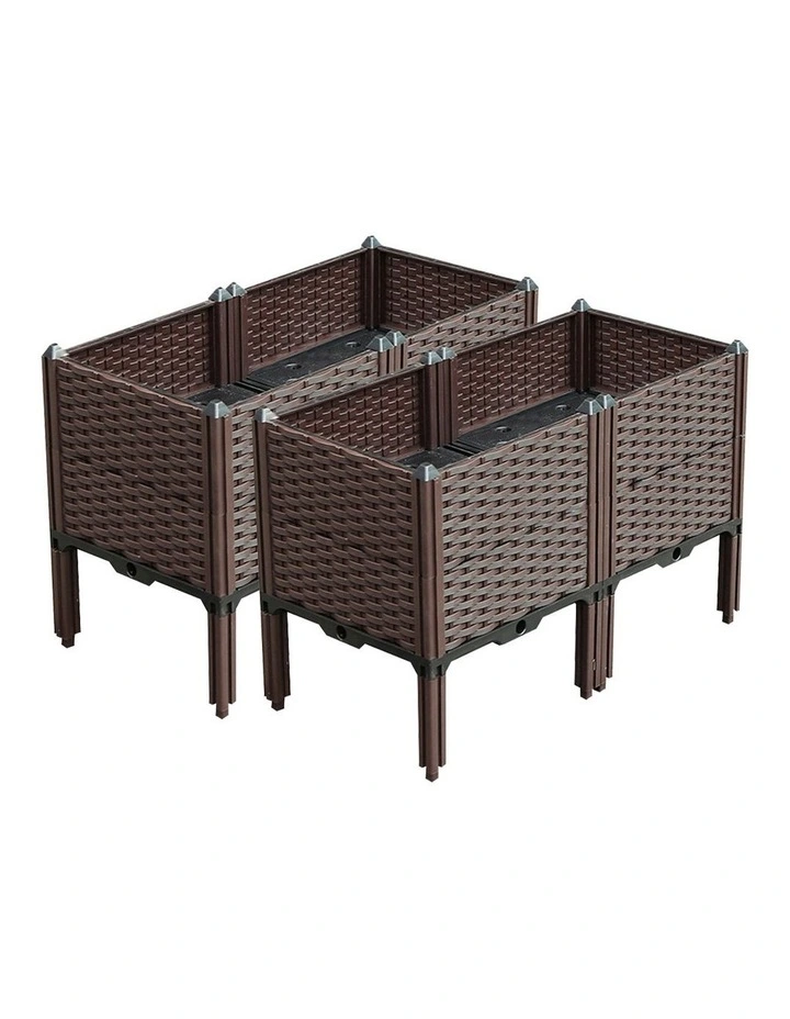 SOGA 2X 80cm Raised Plastic Planter Box with Legs for Vegetables, Herbs & Flowers image 1