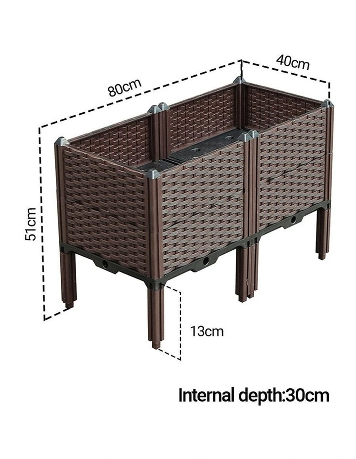 SOGA 2X 80cm Raised Plastic Planter Box with Legs for Vegetables, Herbs & Flowers image 4