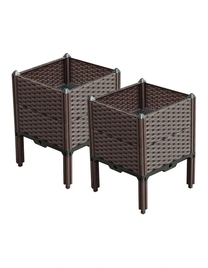 SOGA 2X 40cm Raised Plastic Planter Box with Legs for Vegetables, Herbs & Flowers image 1