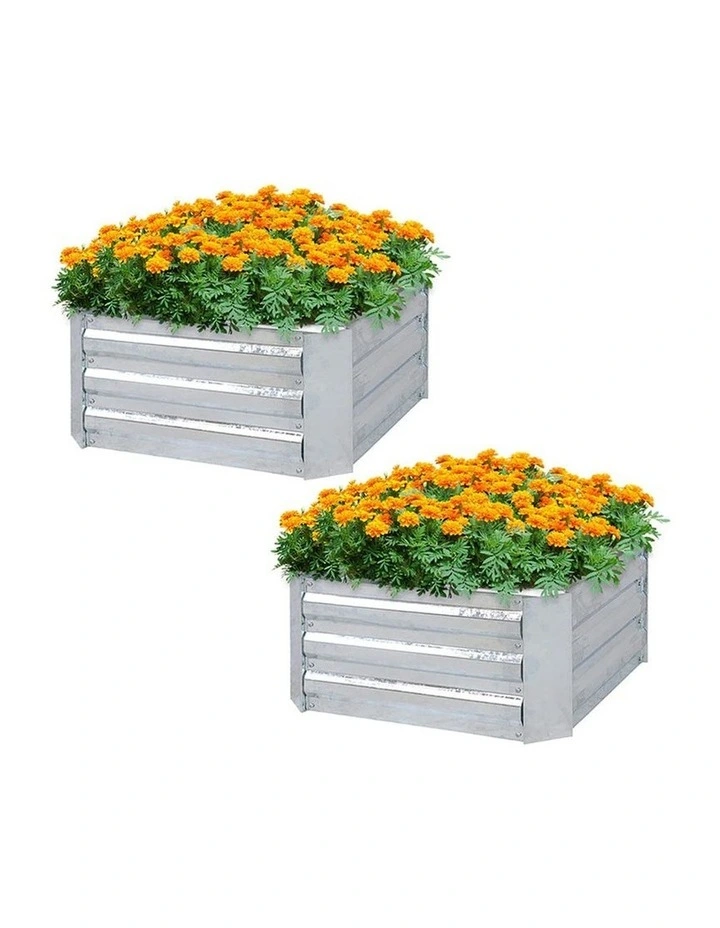 SOGA 2X 60cm Square Galvanised Raised Garden Bed Vegetable Herb Flower Outdoor Planter Box image 1