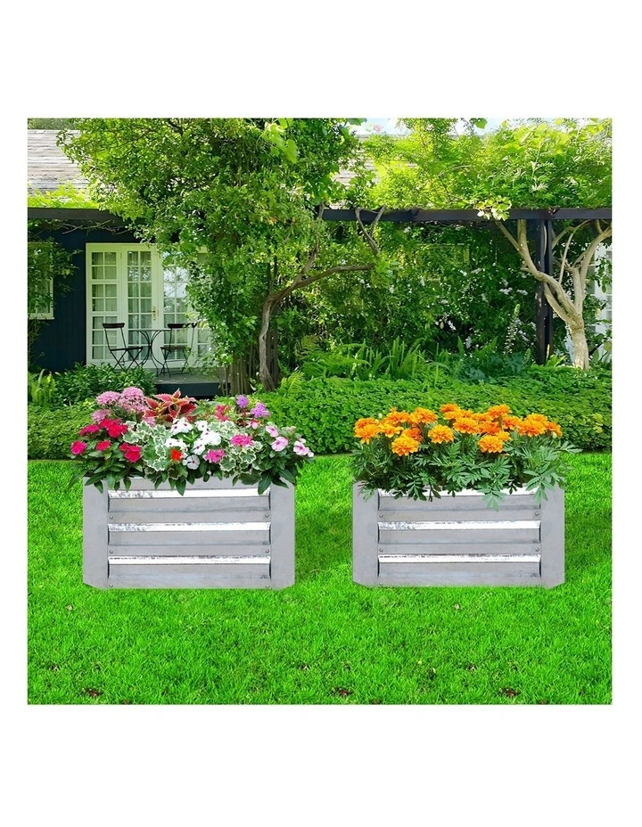SOGA 2X 60cm Square Galvanised Raised Garden Bed Vegetable Herb Flower Outdoor Planter Box image 4