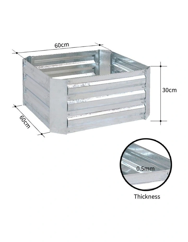 SOGA 2X 60cm Square Galvanised Raised Garden Bed Vegetable Herb Flower Outdoor Planter Box image 6