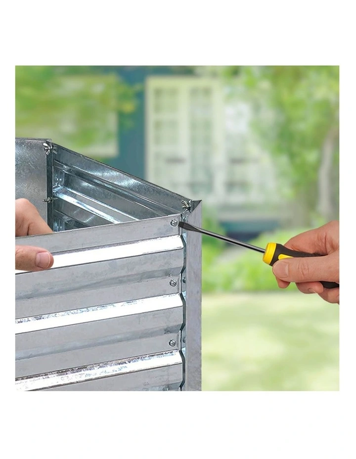 SOGA 2X 60cm Square Galvanised Raised Garden Bed Vegetable Herb Flower Outdoor Planter Box image 7