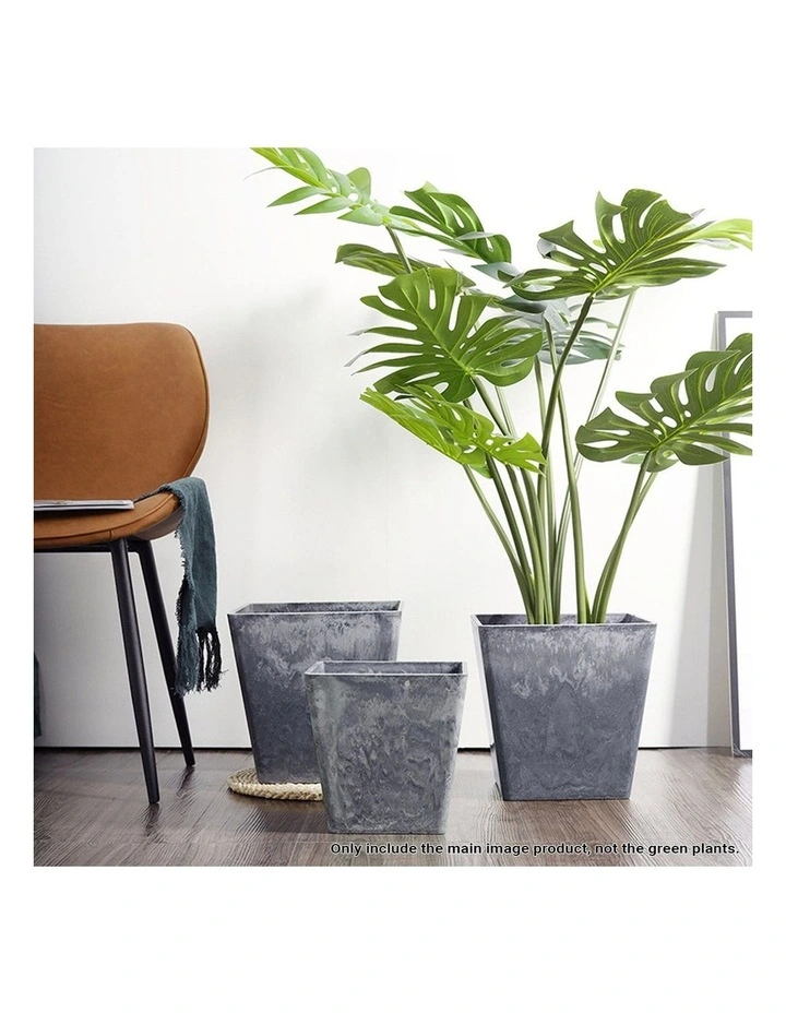 SOGA 27cm Weathered Grey Resin Planter Pot image 3