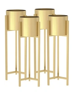 SOGA 4X 90cm Gold Metal Plant Stand with Flower Pot Holder Corner Shelving Rack Indoor Display