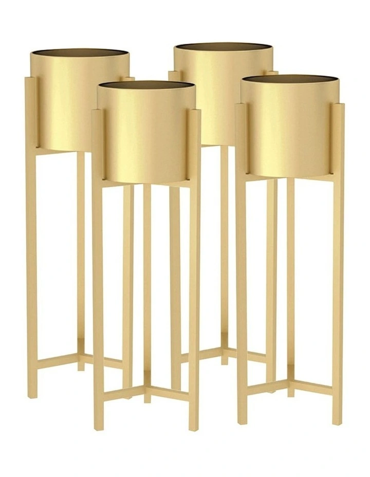 SOGA 4X 90cm Gold Metal Plant Stand with Flower Pot Holder Corner Shelving Rack Indoor Display image 1