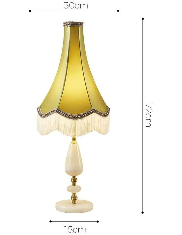 SOGA 2 Pack Yellow Vintage Jade Stone Table Lamps with Tassel Shades image 6