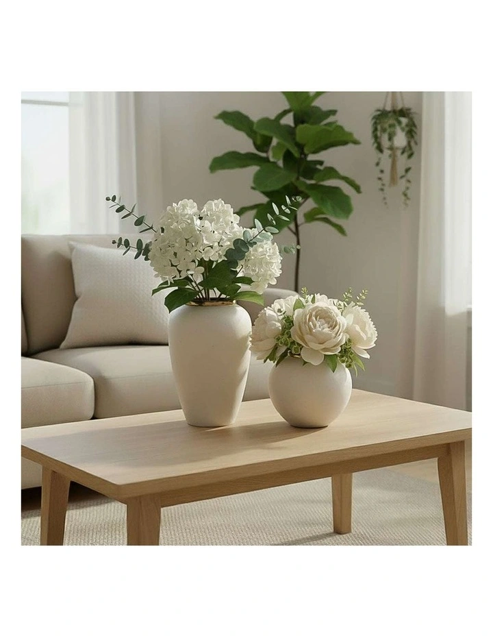 SOGA Home & Living Bundle  Plain White Ceramic Flower Vases for Elegant Living Room Decor image 3