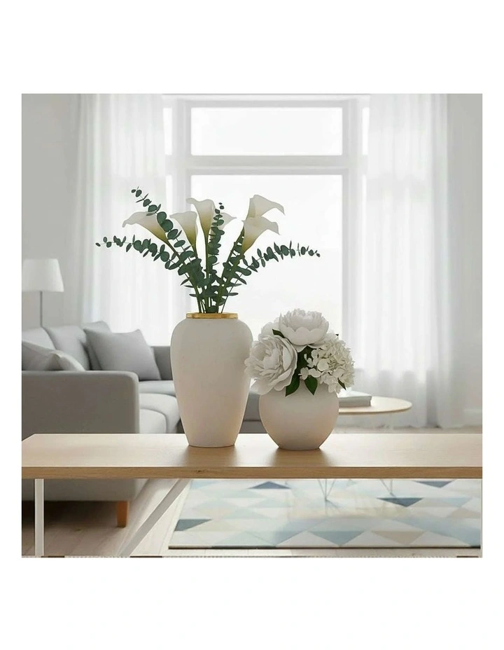 SOGA Home & Living Bundle  Plain White Ceramic Flower Vases for Elegant Living Room Decor image 4