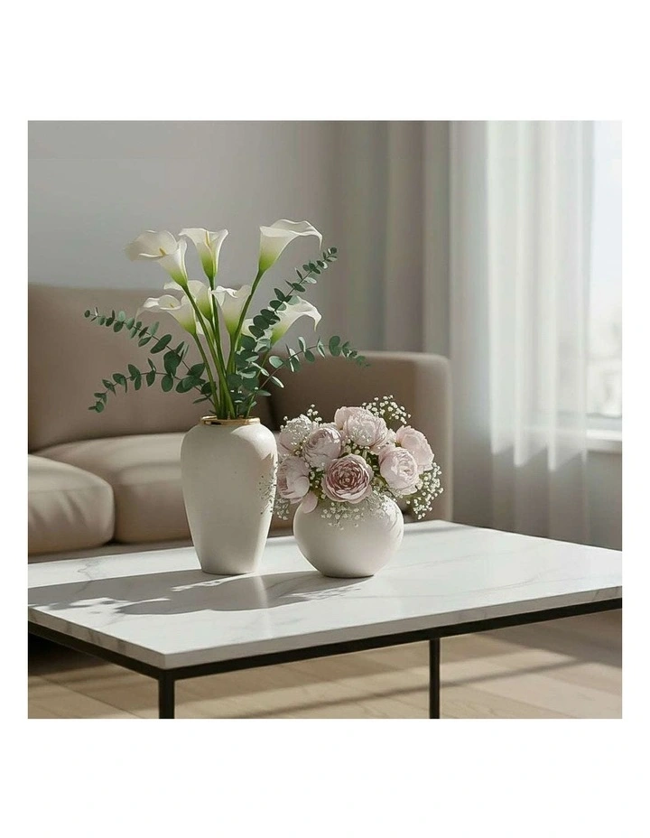 SOGA Home & Living Bundle  Plain White Ceramic Flower Vases for Elegant Living Room Decor image 7