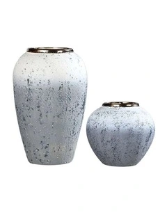 SOGA Home & Living Bundle  White & Grey Ceramic Flower Vases for Elegant Living Room Decor