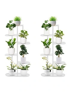 SOGA 2X 6 Tier 7 Pot White Plant Rack