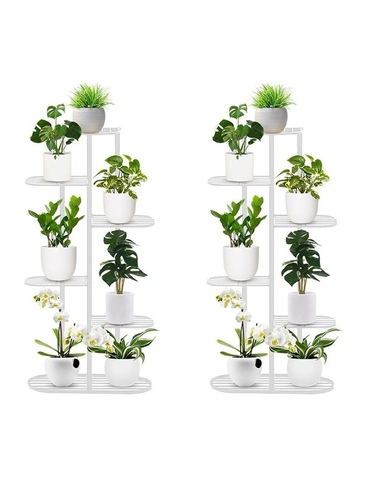 SOGA 2X 6 Tier 7 Pot White Plant Rack image 1