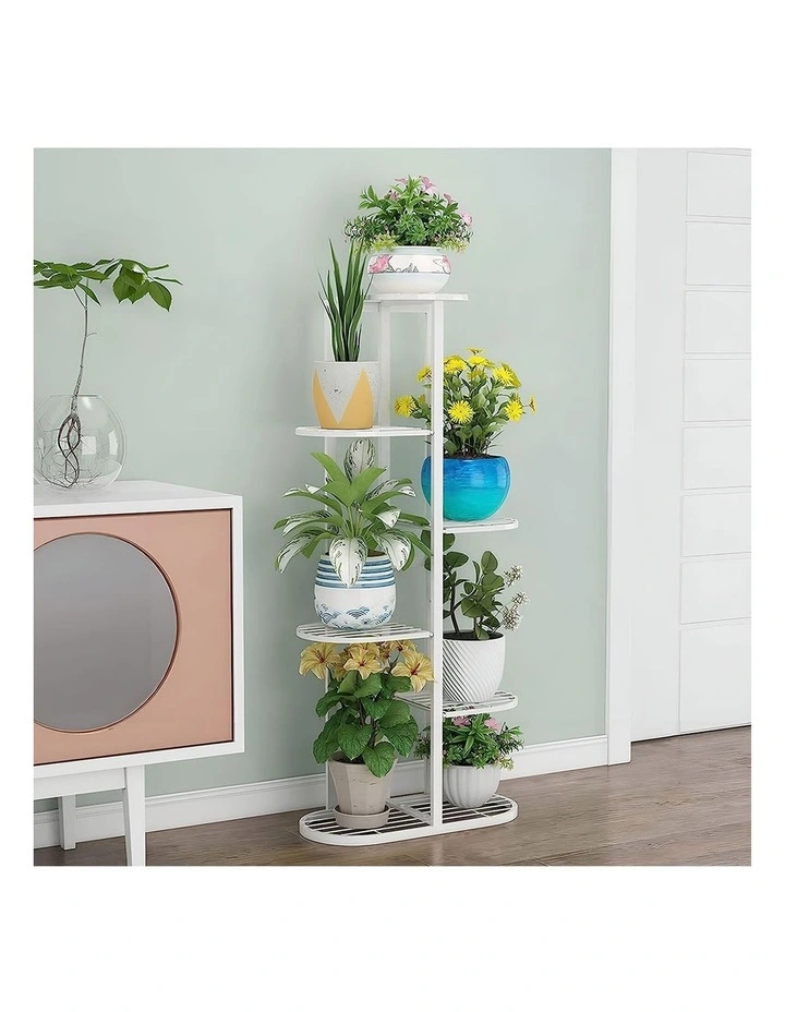 SOGA 2X 6 Tier 7 Pot White Plant Rack image 4