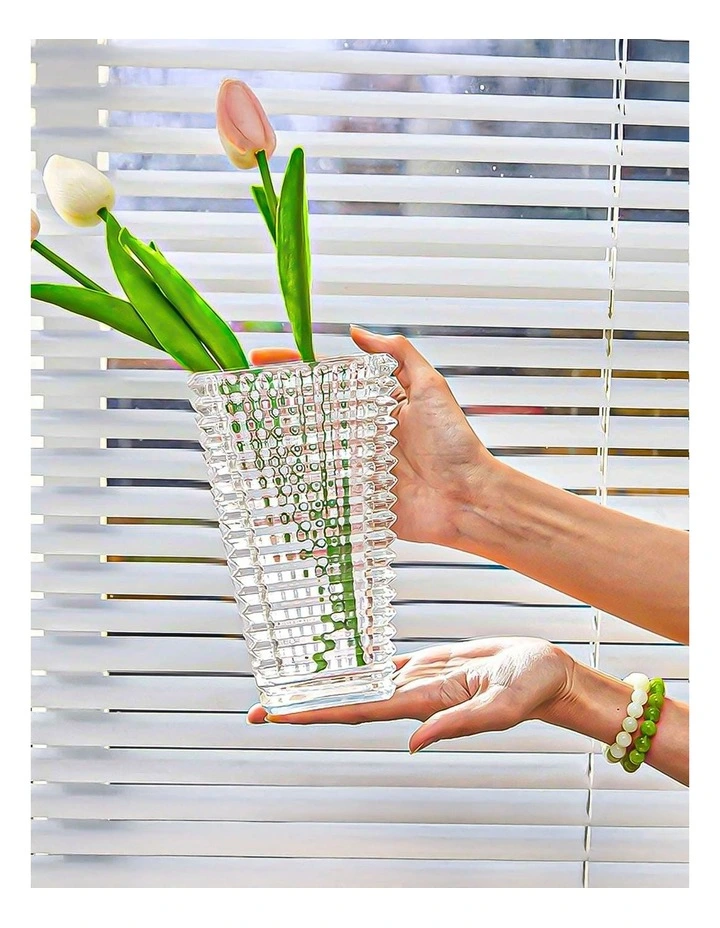 SOGA 28cm Tall Clear Handcrafted Glass Vase image 7