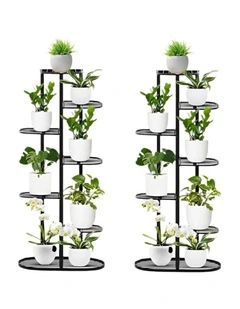 SOGA 2X 7 Tier 8 Pot Black Plant Rack