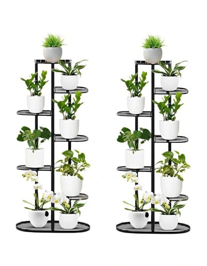 SOGA 2X 7 Tier 8 Pot Black Plant Rack image 1