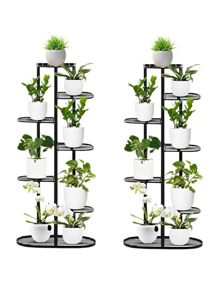 SOGA 2X 7 Tier 8 Pot Black Plant Rack image 1