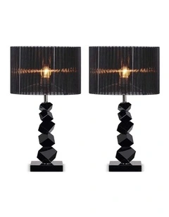 SOGA 2 Pack 60cm Black Table Lamps with Dark Shades