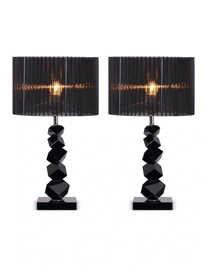 SOGA 2 Pack 60cm Black Table Lamps with Dark Shades image 1