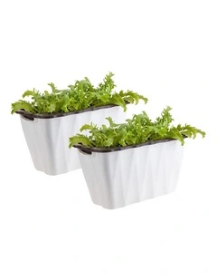 SOGA 2X 35cm White Rectangular Flowerpot Planter Box for Herbs & Flowers