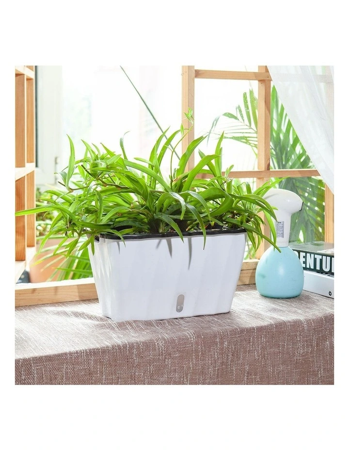 SOGA 2X 35cm White Rectangular Flowerpot Planter Box for Herbs & Flowers image 2