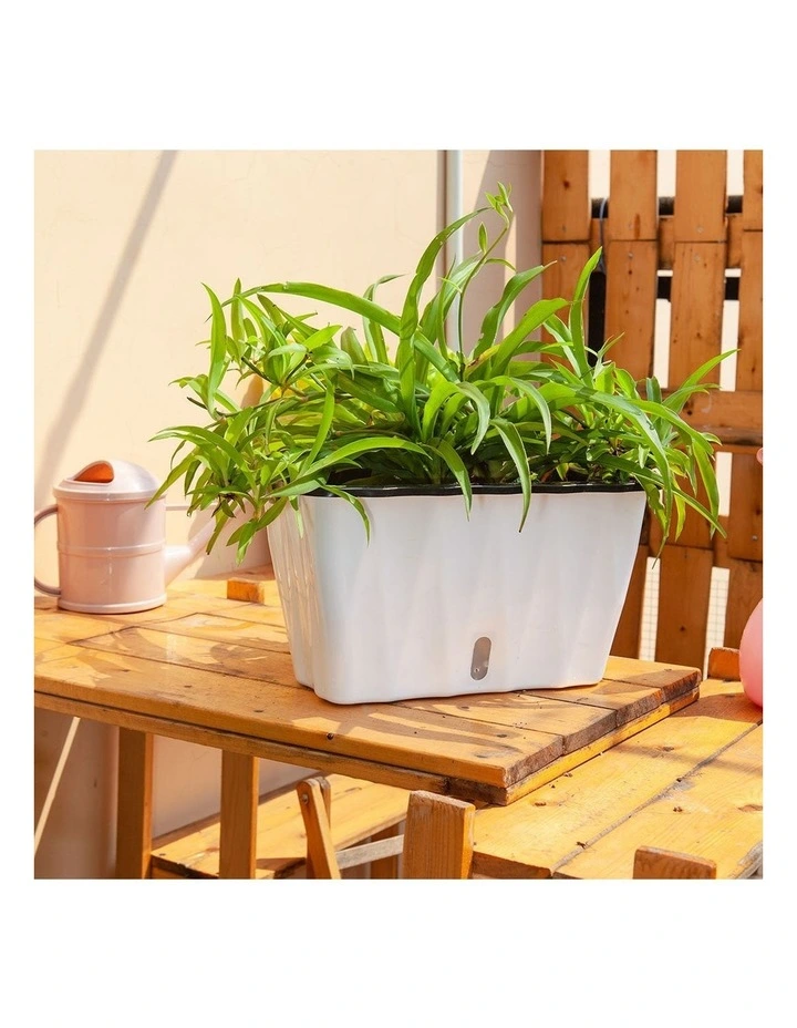 SOGA 2X 35cm White Rectangular Flowerpot Planter Box for Herbs & Flowers image 3
