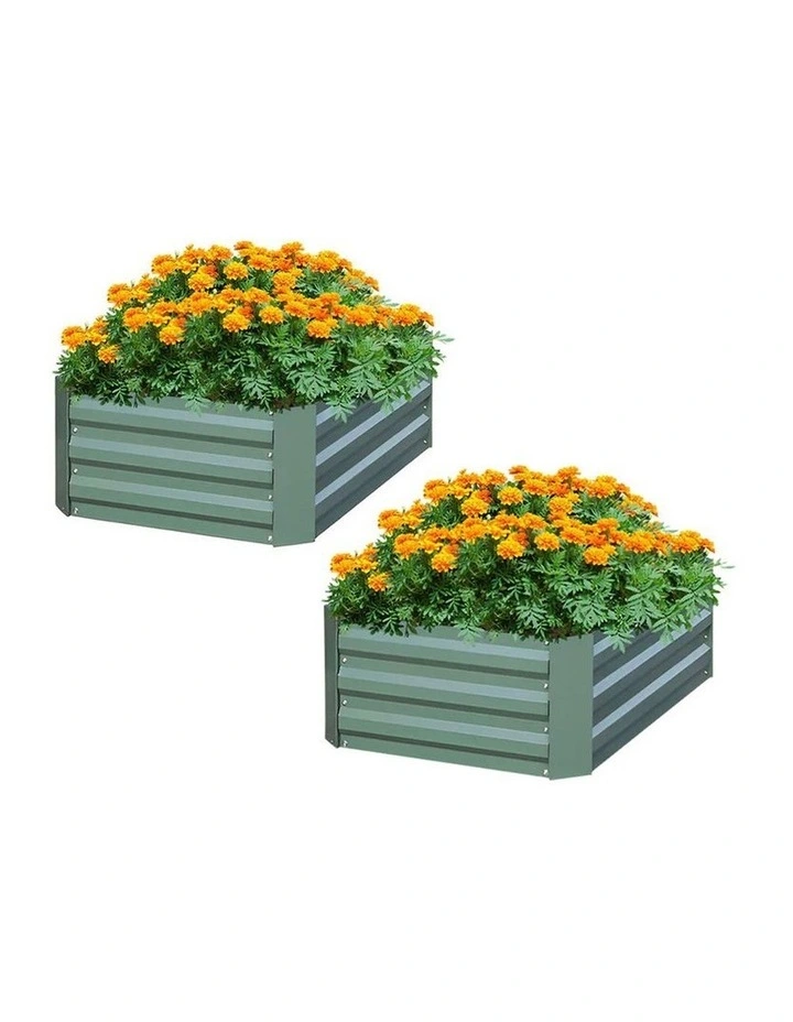 SOGA 2X 100cm Square Galvanised Raised Garden Bed Vegetable Herb Flower Outdoor Planter Box image 1