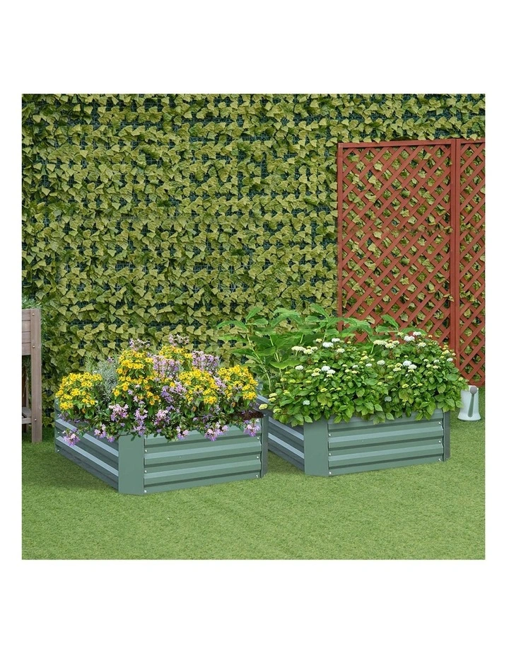 SOGA 2X 100cm Square Galvanised Raised Garden Bed Vegetable Herb Flower Outdoor Planter Box image 2