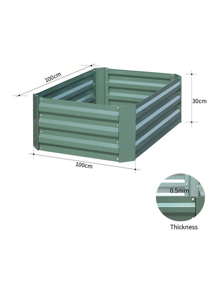 SOGA 2X 100cm Square Galvanised Raised Garden Bed Vegetable Herb Flower Outdoor Planter Box image 6