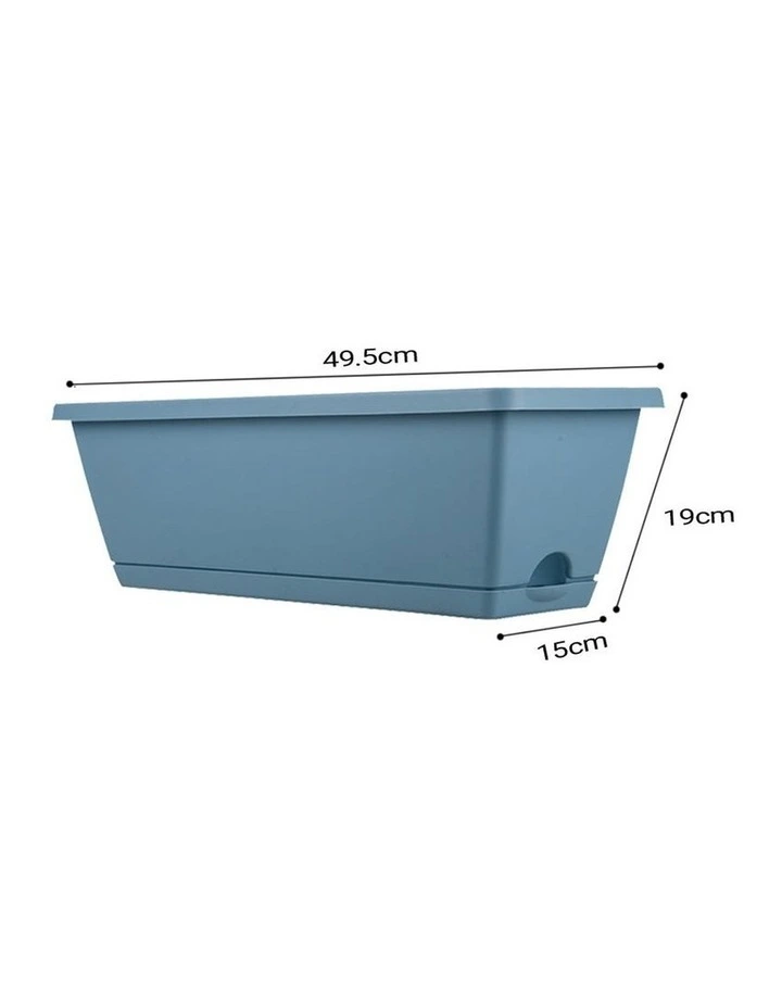 SOGA Set of 2 49.5cm Blue Rectangular Plastic Planter Box with Holder for Herbs image 5