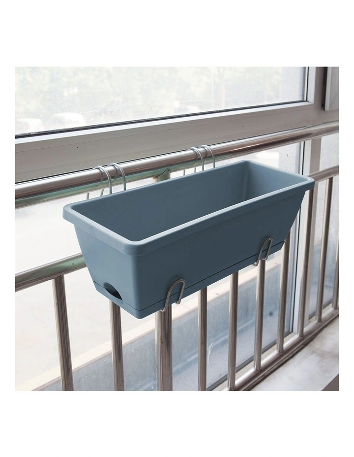 SOGA Set of 2 49.5cm Blue Rectangular Plastic Planter Box with Holder for Herbs image 7