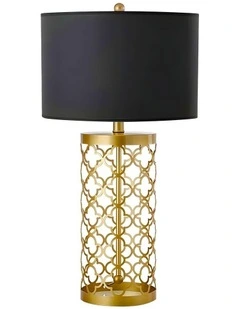 SOGA Gold Hollow Metal Table Lamp with Dark Shade