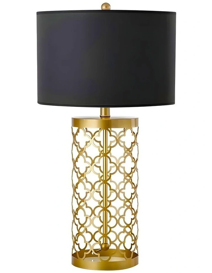 SOGA Gold Hollow Metal Table Lamp with Dark Shade image 1