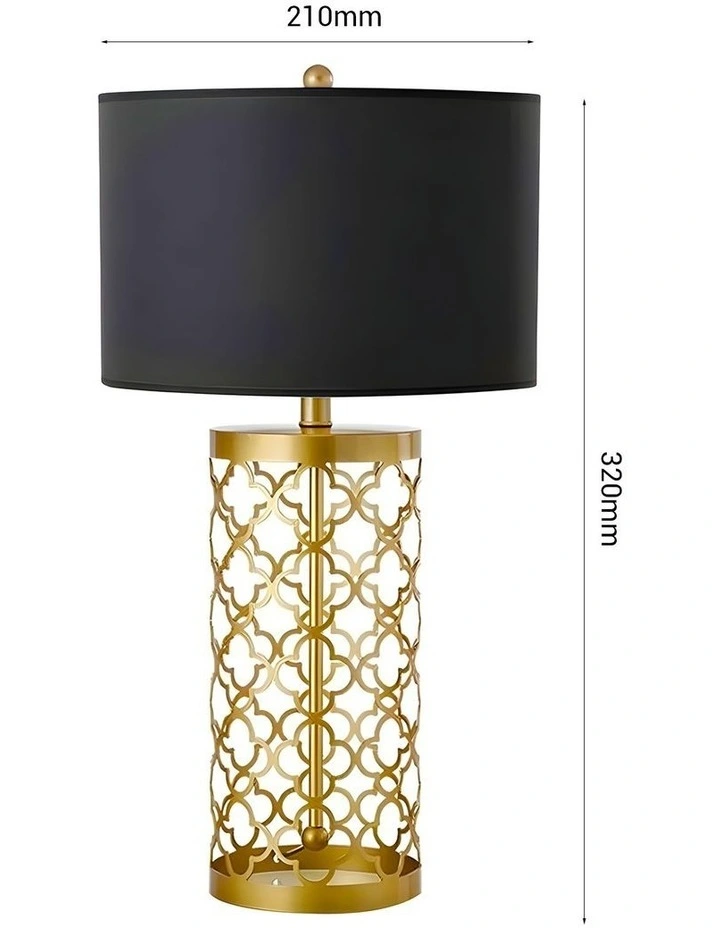 SOGA Gold Hollow Metal Table Lamp with Dark Shade image 6