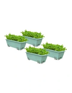 SOGA 49.5cm Green Rectangular Planter Box with Holder for Herbs & Flowers Set of 4