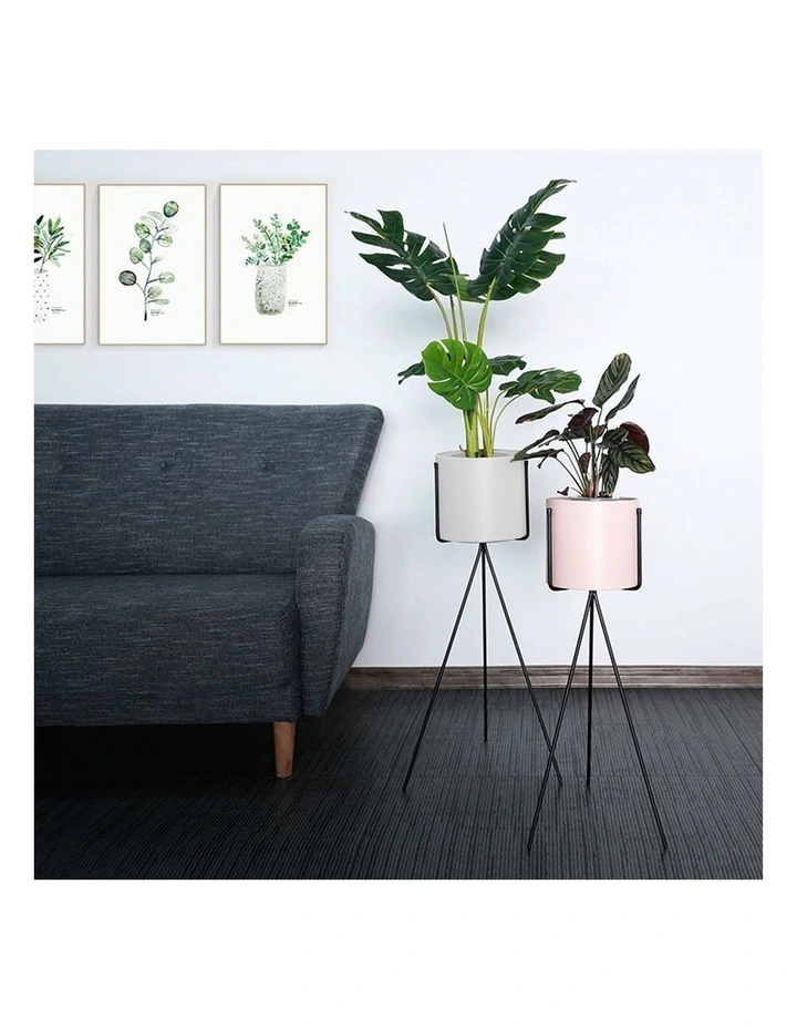 SOGA 2X 70cm Tripod Flower Pot Plant Stand with White Flowerpot Holder Rack Indoor Display image 5